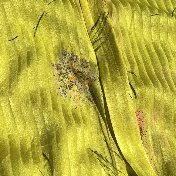 Vintage Lemon Yellow Silk Floral Blouse - Picture 8 of 9